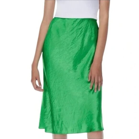 Aritzia Babaton Midi Satin Slip Skirt Glow Green Size 00 - Picture 2 of 10